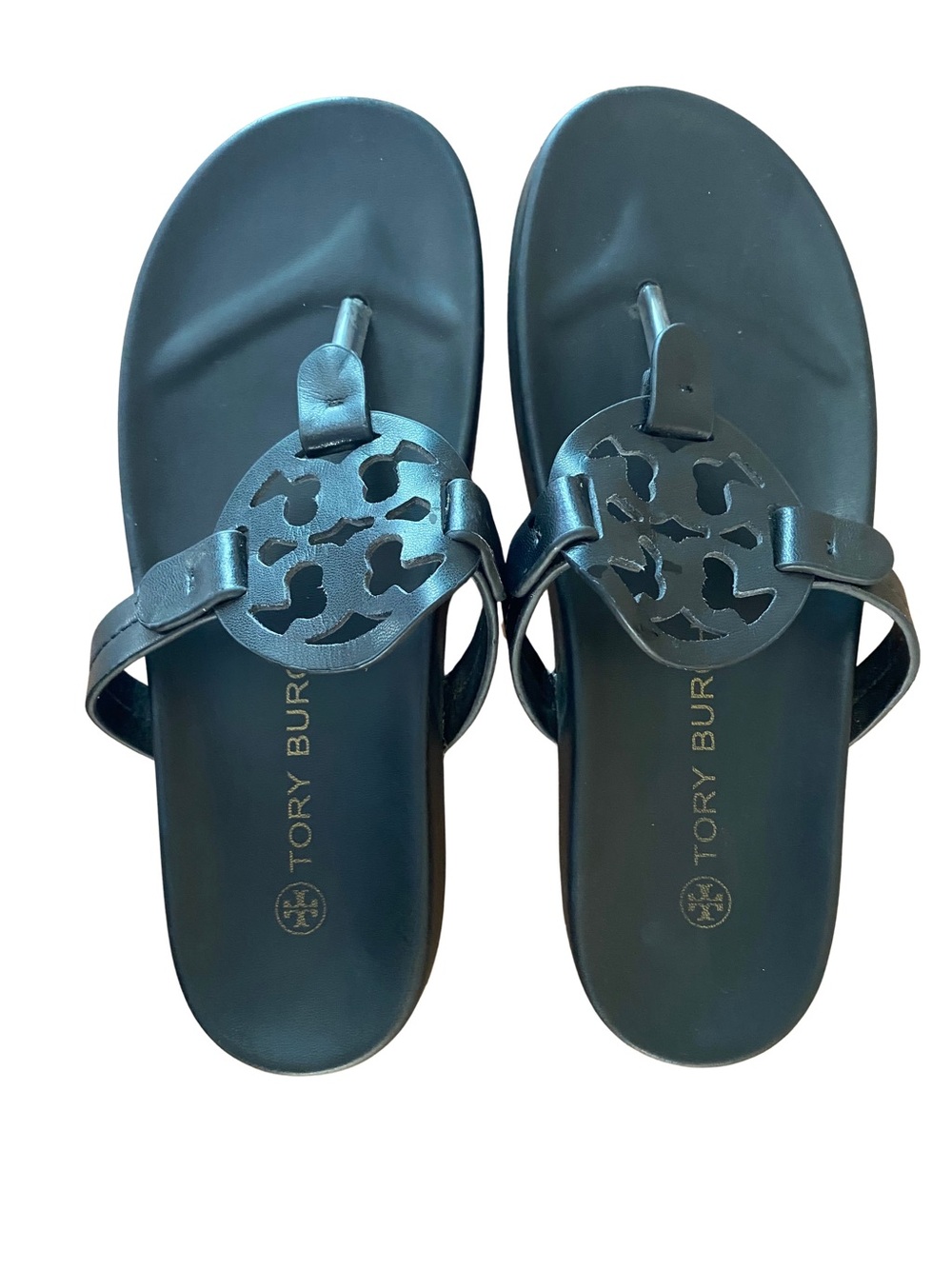 Tory Burch Black Miller Logo Thong Sandals